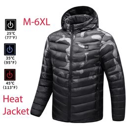 Men's Down Parkas Men Waterproof Heated Jacket USB Winter Outdoor Electric Heating Warm Sprot Thermal Coat Clothing Heatable Cotton s 221105