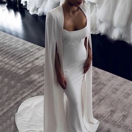Elegant Mermaid Wedding Dresses With Wrap Spaghetti Straps Backless Sweep Train Bridal Gowns vestidos de novia