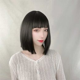 Hair Lace Wigs Wig Tail Handsome Short Straight Bobo Head Chemical Fibre Headgear Female Net Red Same Hairstyle Live Broadcast