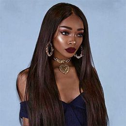 Hair Lace Wigs Medium Long Straight Hair Chemical Fibre Women's Head Set Wig