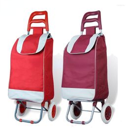 Storage Bags Wheeled Shopping Cart Grocery Foldable Portable Trolley Removable Mute Rainproof Trailer