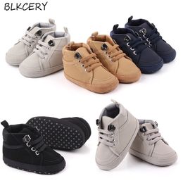 First Walkers Brand born Baby Boy Scarpe Suola morbida Culla Stivali caldi Antiscivolo Sneaker PU solido per 1 anno 018 mesi 221107