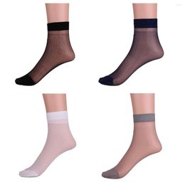 Men's Socks 3 Pairs Mens Thin Silk See Through Men Sheer Over Ankle Length Stretchy Stockings Cool For Summer