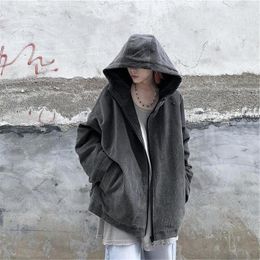 Men's Hoodies Gray Hip Hop Solid Punk Jacket Streetwear Autumn Basic Hoodie Male Black Harajuku Gothic Hooded Spring High Street Boys