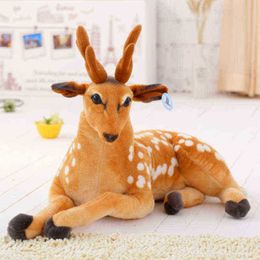 110Cm Giant Stuffed Plush Animal Deer Toy ldren Pop Education Prop Toy ldren Birthday Gift Simulation Sika Deer stuffed toy J220729