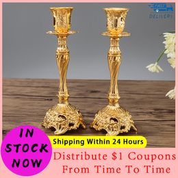Candle Holders 2Pcs Holder sticks For s Gold Silver Drop Europe Metal Stand Wedding Table Home Decoration 221108