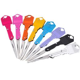 Stainless Folding Knife Key Rings Keychains Mini Pocket Knives Outdoor Camping Hunting Tactical Combat Knifes Survival Tool 8 Colours