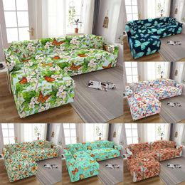 Chair Covers Butterfly Couch Cover L Shape Chaise Longue Sofa Elastic Corner For Living Room Flower Pattern