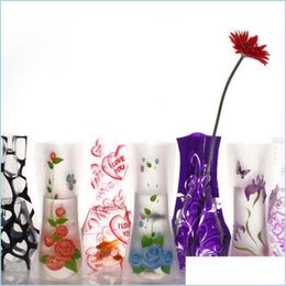 Vases Foldable Plastic Vase Reused Indestructible Vases For Flower Home Decoration Party Ecofriendly Pvc Drop Delivery Garden Dhqak