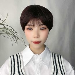 Hair Lace Wigs Wig Men's and Women's Fashion Handsome Short Straight Hair Split Bangs High Temperature Silk Headgear