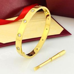 Hot fashion Titanium Steel Screw Screwdriver Bracelets bangles for women silver rose gold love bracelet Men with ten CZ stones bangle Couple Jewellery gift to choose