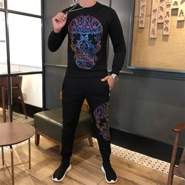 Men's Tracksuits High Quality Casual Men's Sportswear Suit Fashion Selling Leisure Diamond Skull