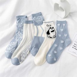 Socks Hosiery New Women Socks Fashion Summer Casual Cartoon Thin Mesh Breathable Long Cute Socks Heart Design Absorb Sweat Trendy Cotton Girls T221102