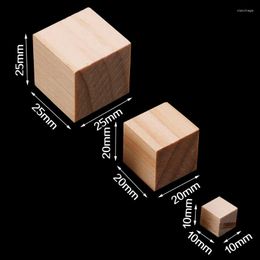 Decorative Figurines 10/25/25mm Wooden Square Blocks Mini Cubes Embellishment For Woodwork Craft DIY