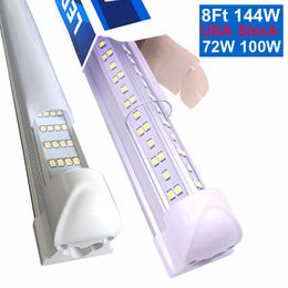 Tubo LED Luz T8 Integrada L￢mpada fluorescente de 4 p￩s 5 p￩s 6 p￩s 8 p￩s 8 Taxa V Formul￡rio Flumpings 144W 4 linhas AC85-277V Ultra Bright Cold White Shops Lights Crestech888