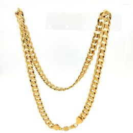 Pendant Necklaces Mens Miami Cuban Link Chain Necklace 18K Gold Finish 10mm Stamped Men's Big 24" Inch Long Hip Hop