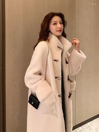 Women's Fur Faux Coat Vintage Warm Thick 2022 Long Sheep Shearling Women Winter Jackets Teddy Coats Korean Style Jaqueta Feminina