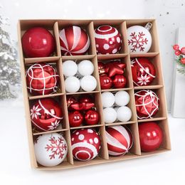 Party Decoration 44Pcs/box Colourful Snowflake Pattern Christmas Balls Home Year Tree Decorations Noel