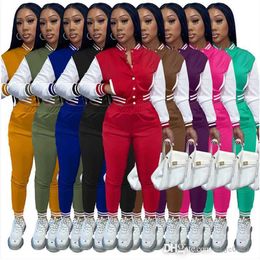 Herbst Winter Designer Damen Trainingsanzüge Baseball Uniform Jacke Anzug Designer Varsity Sweatsuit Herbst Winter 2-teiliges Set Outfits