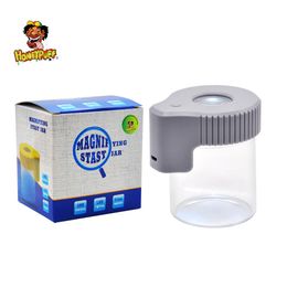 smoke shop smoke Plastic Glass Light-Up LED Air Tight Proof Storage Magnifying Stash Jar Viewing Container 155ML Vacuum Seal Plastic Pill Box Case Bottle