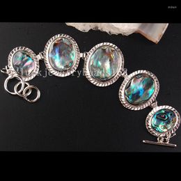 Link Bracelets Fashion Jewellery Beautiful Mother Of Pearl Shell Round Women Men Bracelet 7-9" FG6501