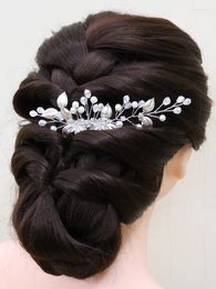 Headpieces Trendy Silver Leaf Elegant Wedding Hair Comb Crystal Pearl Party Accessories Romantic Bridal Accessory Banquet Jewellery