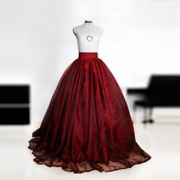 Skirts Burgundy Royal Vintage Style Women Ball Gown For Formal Occasion Custom Made Within Petticoat Zipper Waist Vestidos Saias