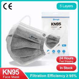 Elough Masks activated carbon disposable KN95 five layer protective mask dust-proof breathable and armour proof 10 pieces