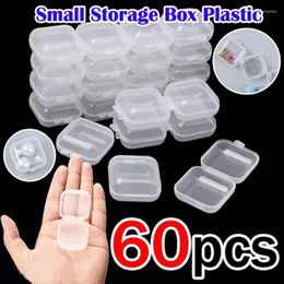 Jewellery Pouches 60Pcs Small Boxes Square Transparent Plastic Box Storage Case Finishing Container Packaging For Earrings