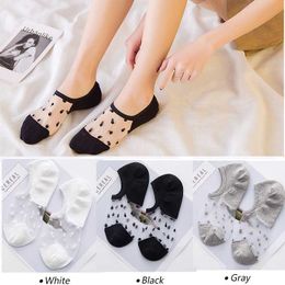 Socks Hosiery 1/2/3/4/5pair Women's Ankle Transparent Invisible Summer No Show Lace Non-slip Mesh Sheer Half Thin T221102