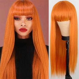 Hair Lace Wigs Wig Straight Fashion Women's Medium Long Hair Qi Banged Head Set