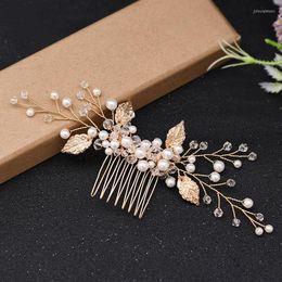 Headpieces Silver Colour Tiara Hair Combs For Women Bride Pearl Crystal Headpiece Wedding Accessories Bridal Jewellery