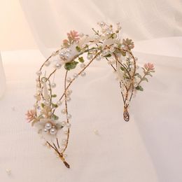 Headpieces Women Wedding Peal Flower Bridesmaid Hair Accessories For Bride Elegant Fashion Princess Bridal Crown Vines Party Headband