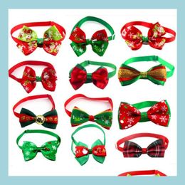 Other Dog Supplies Christmas Pet Cats Dog Collar Bow Tie Adjustable Neck Strap Cat Dogs Knot Collars Grooming Accessories Pets Puppy Dhdtm