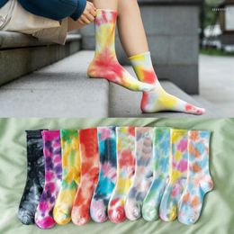 Men's Socks Women Unisex Novelty Colorful Tie-dye High-Quality Cotton Skate Harajuku Hip Hop Crew Stocking Gradient Couple Long