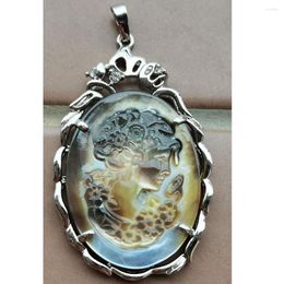 Pendant Necklaces Women Fashion Jewellery Mother Of Pearl Shell Carved Woman Bead D1038