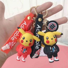 Keychains Creative silicone couple key cartoon cute doll bag pendant car ring small gift