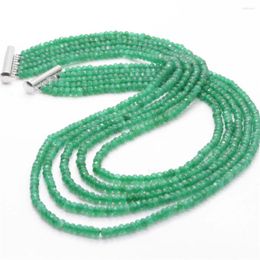 Pendants European Style 5 Rows Natural Stone Green Aventurine 2x4mm Abacus Beads Wedding Necklace Jewelry Accessories 17-21.5inch Y671