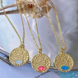 Pendant Necklaces 5PCS Fashion Round Coin Geometric Necklace Gold Color Delicate Minimal Choker Jewelry