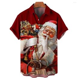 Men's Casual Shirts 2022 Merry Christmas Fashion Print Santa Short Sleeve Blouse Men's Xmas T-shirts Oversized Tee Shirt Men Clothing