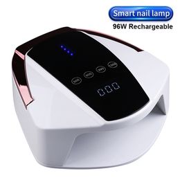 Nail Dryers Rechargeable UV Lamp 96W Oven Wireless Pedicure Manicure Dryer LED Potherapy Light Cordless 221107