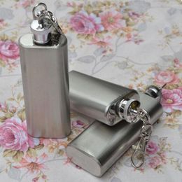 Hip Flasks 2 PCS Mini Stainless Steel Flask With Keychain Screw Cap Portable Alcohol Liquor Bottle Trave Gifts