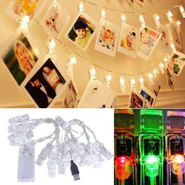 Strings LED String Lights Po Clip Will Glow Light USB Battery Box Powered Fairy Year Christmas Party Garland