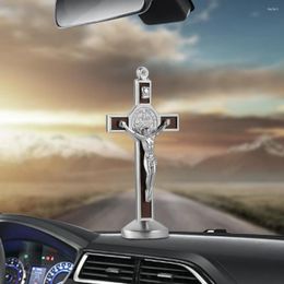 Interior Decorations Fashion Car Ornament Metal Wood Jesus Cross Crucifix Auto Dashboard Decoration Christian Ornaments Accessories