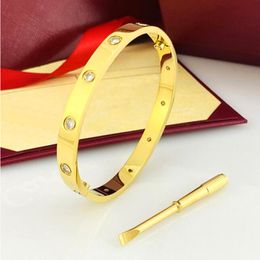 New Titanium Steel Love carti Bracelet Bangles for Women Men 4CZ Screwdriver Bracelets Gold Silver Rose Bracelet Jewellery with velvet 10 full Cz