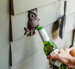 Wall Mounted Bottle Opener Owl Cast Iron Ornaments Wine Opener For Beer Soda Glass Cap Bottle Opener Kitchen Accessories Supplie