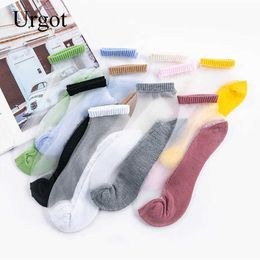 Socks Hosiery Urgot 5 Pairs/Lot Summer Women's Socks Ankle Ultra-thin Silk Transparent Glass Fibre Fashion Harajuku Cute Socks Drop Shipping T221102