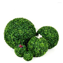 Decorative Flowers Artificial Grass Ball Plastic Leaf Effect Hanging Green Decor DIY Flower 4 Size To Choose