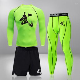 Men's Tracksuits Men's Sportswear Long Sleeve Shirt Athletic Wear Compression Suit Gym Elastic Tracksuit 3 Pcs/Sets Running Fitness