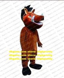 Brown Pig Wild Boar Sus Scrofa Mascot Costume Adult Cartoon Character Outfit Can Wear Wearable Shop Celebration zz7628